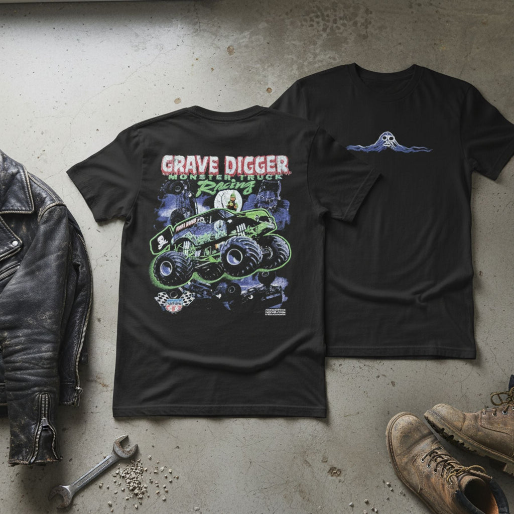 Vintage 1999 Grave Digger Monster Truck T-Shirt – Retro Monster Jam Fan Graphic Tee, Premium 100% Cotton Dennis Anderson Era Top, Made in USA