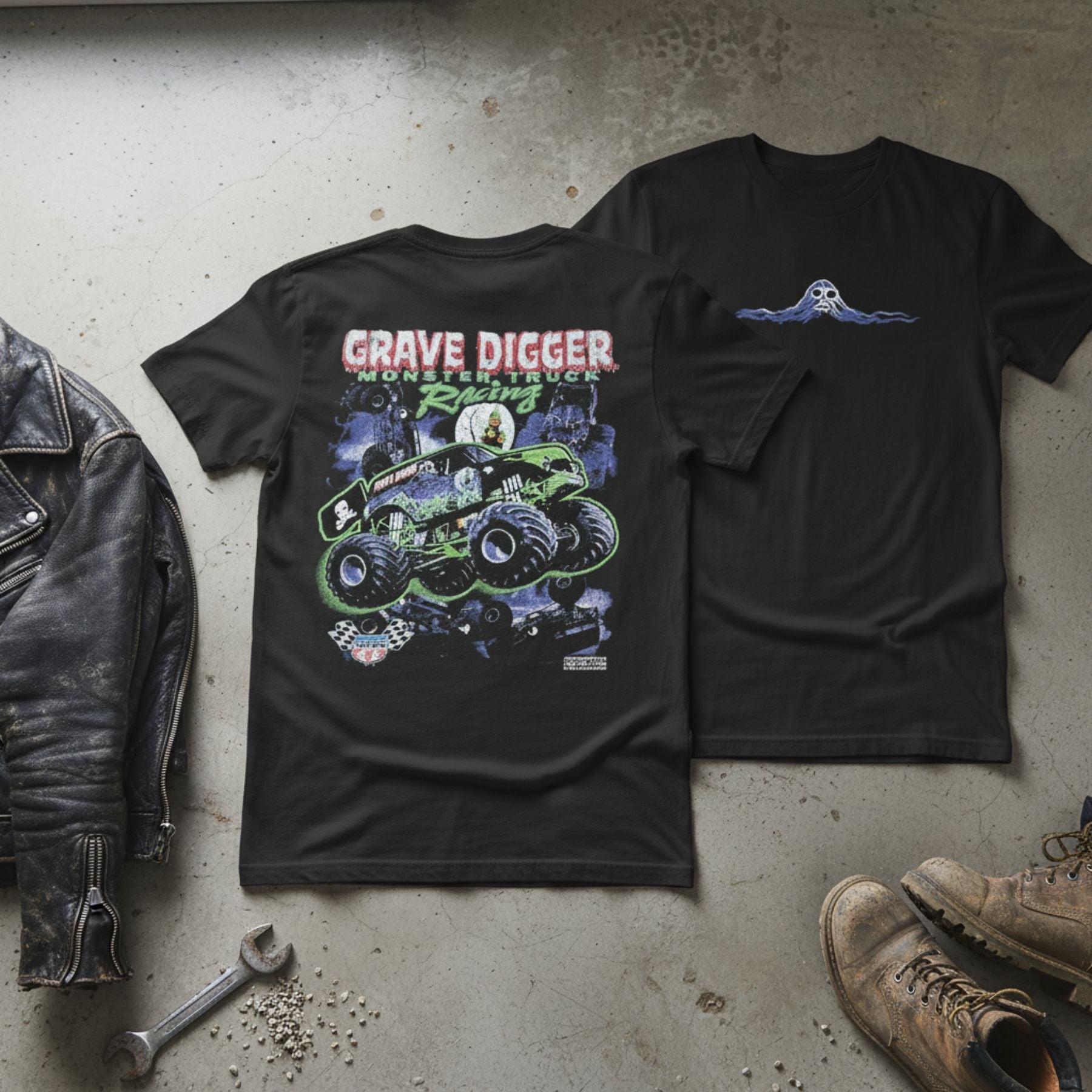 Vintage 1999 Grave Digger Monster Truck T-Shirt – Retro Monster Jam Fan Graphic Tee, Premium 100% Cotton Dennis Anderson Era Top, Made in USA