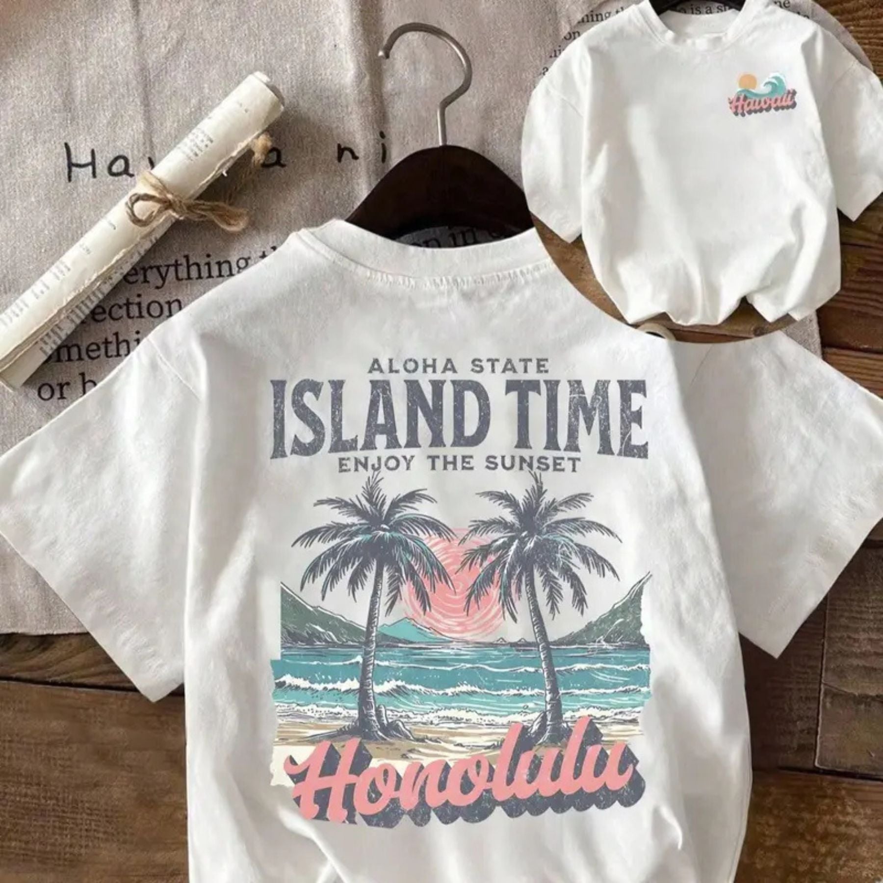 Hawaiian Island Vibes T-Shirt – Retro Summer Beach Vacation Graphic Tee, Unisex Cotton Shirt