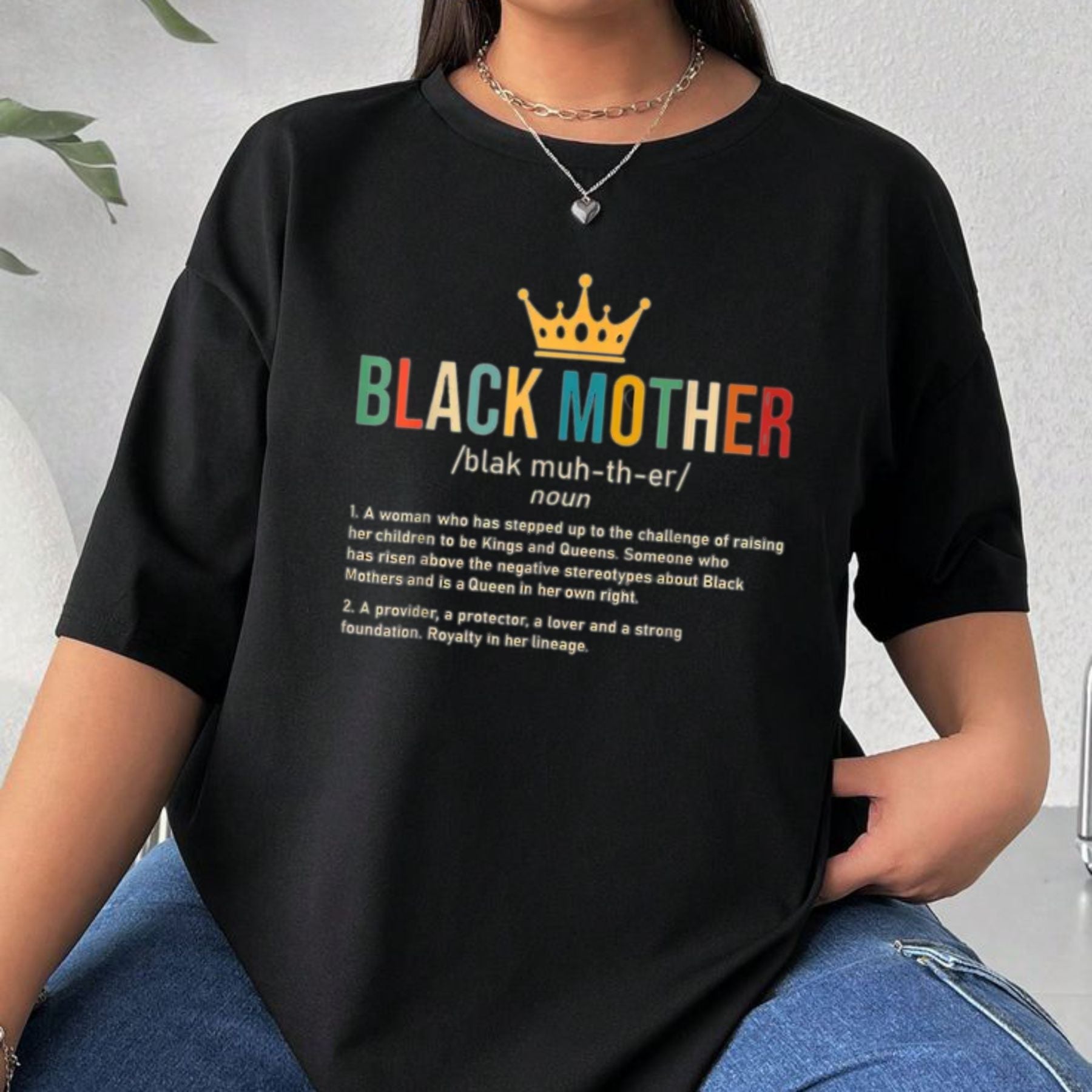 "Black Mother Definition" African American Mom Heritage T-Shirt – Empowering Matriarch Graphic Top, Melanin Excellence Motherhood Tee