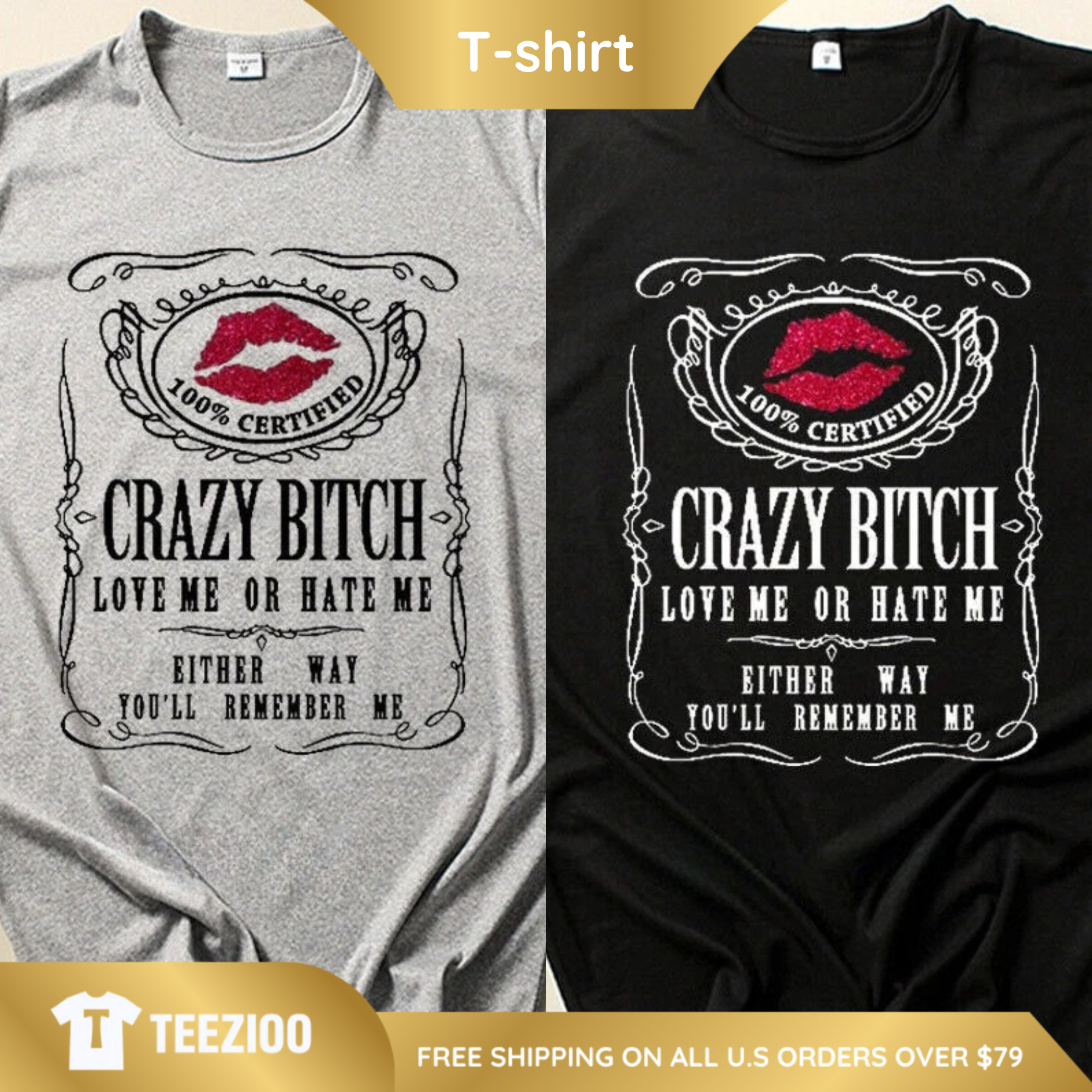 Vintage 90s Style "Love Me Or Hate Me" Lips Tee