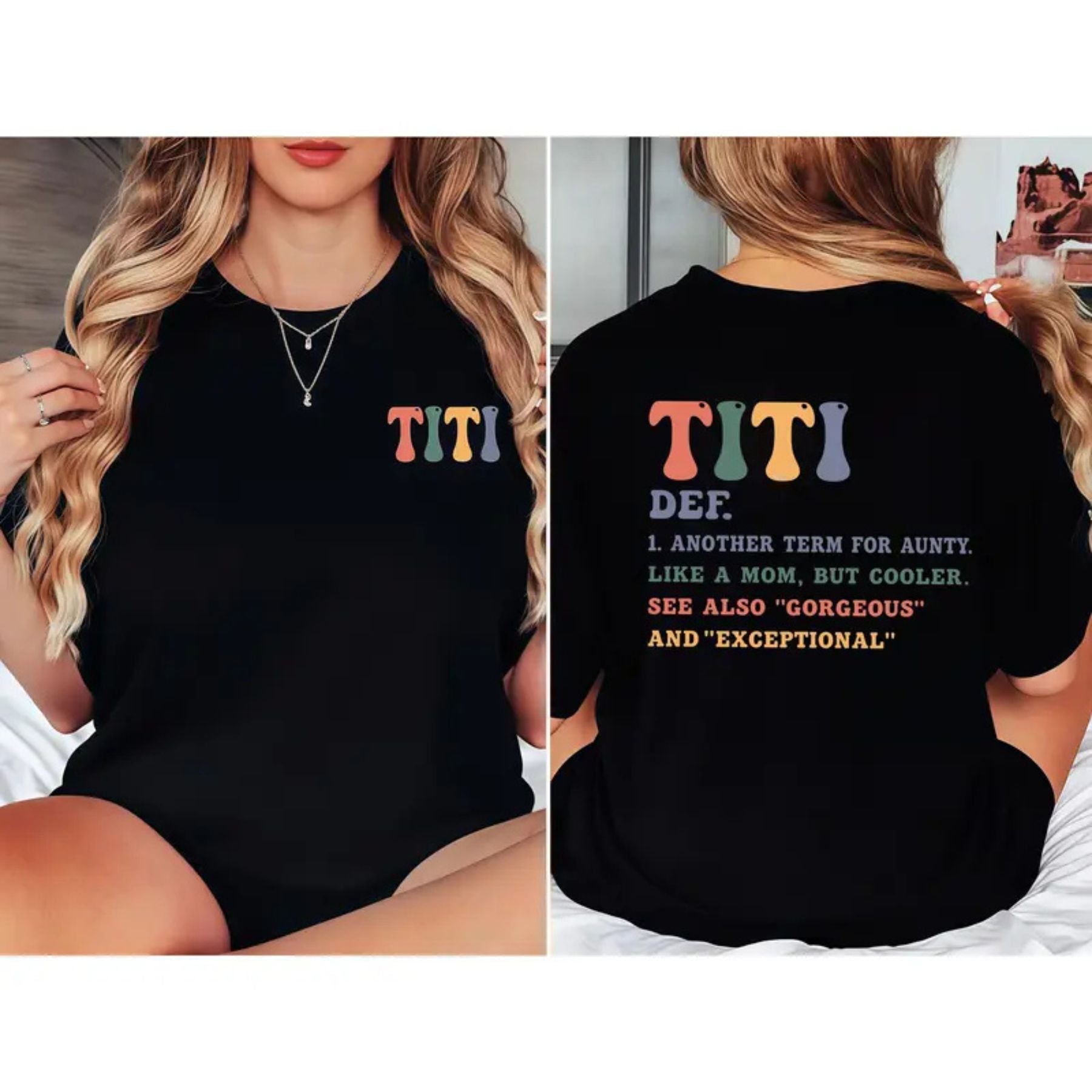 "The Best Titis Are Promoted From Sisters" Cute Auntie Announcement T-Shirt – Funny Hispanic Aunt Reveal Graphic Top, New Auntie Gift Tee