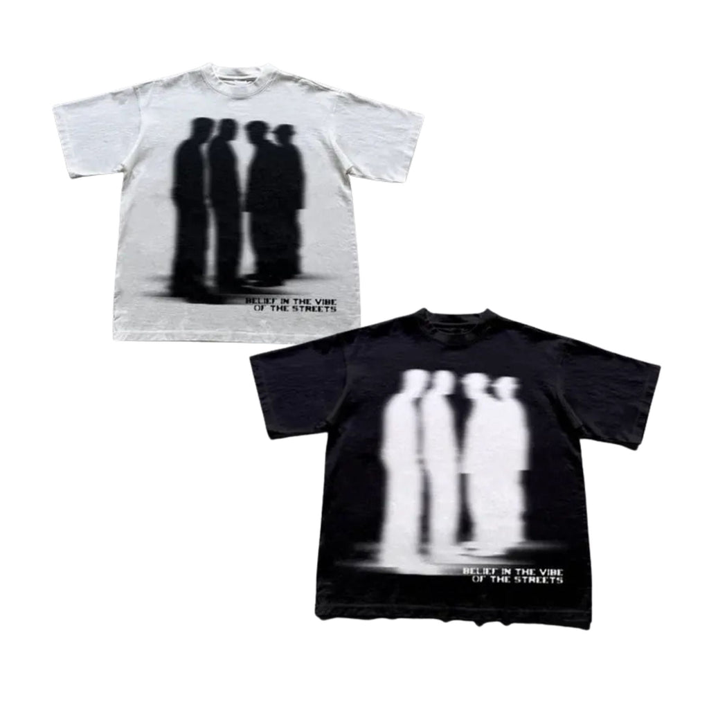 "Virtual Shadow" Street Atmosphere T-Shirt – Urban Shadow Character Streetwear, Premium 100% Cotton Cyber Top, Made in USA