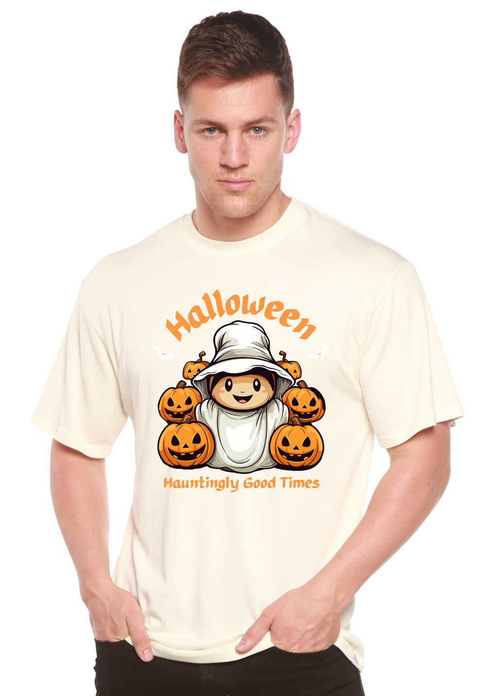 Halloween Hauntingly Good Times Day Men's Bamboo Viscose/Organic Cotton Short Sleeve Graphic T-Shirt