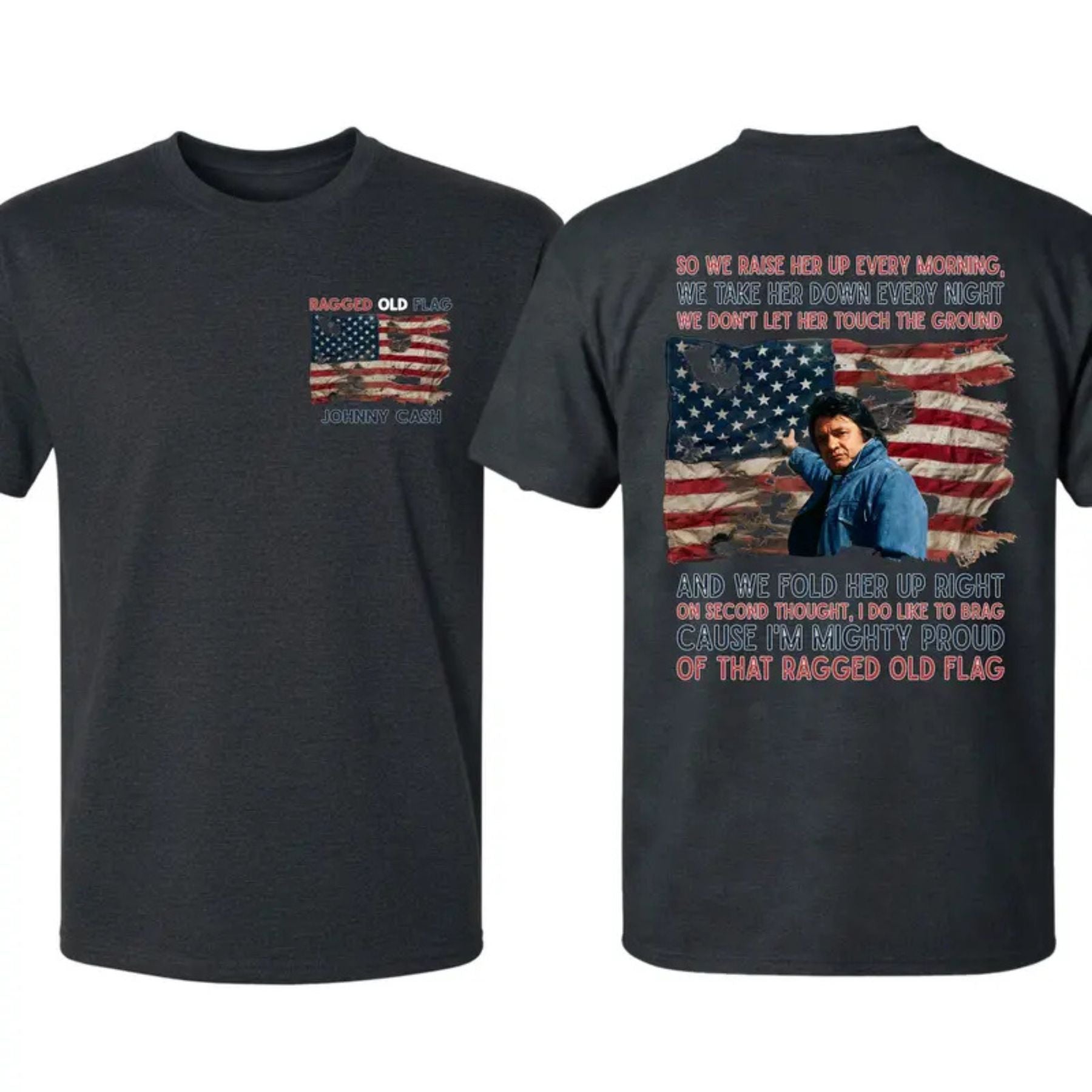 Ragged Old Flag T-Shirt – Vintage Patriotic Country Music Inspired Graphic Tee, Unisex Cotton Shirt