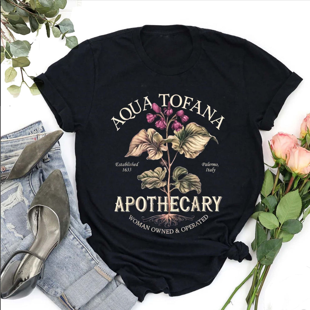 Aqua Tofana Funny Feminist T-Shirt – Vintage Apothecary Giulia Toffana Graphic Tee, Premium 100% Cotton Historical True Crime Top, Made in USA