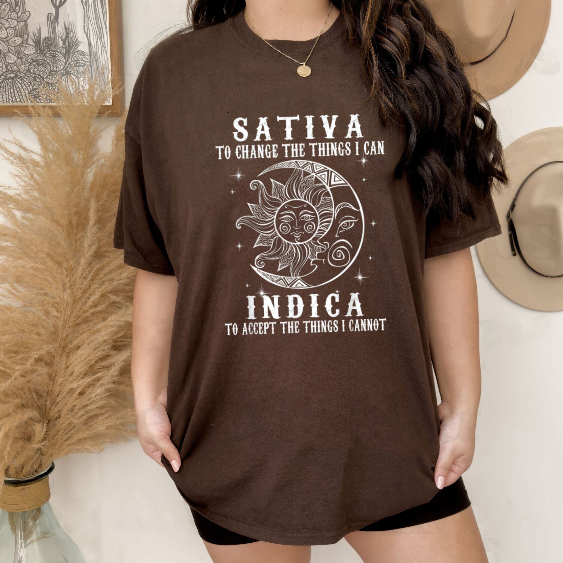 "Sativa vs Indica" Funny Cannabis T-Shirt – Serenity Prayer Weed Graphic Tee, Premium 100% Cotton Stoner Humor Top, Made in USA
