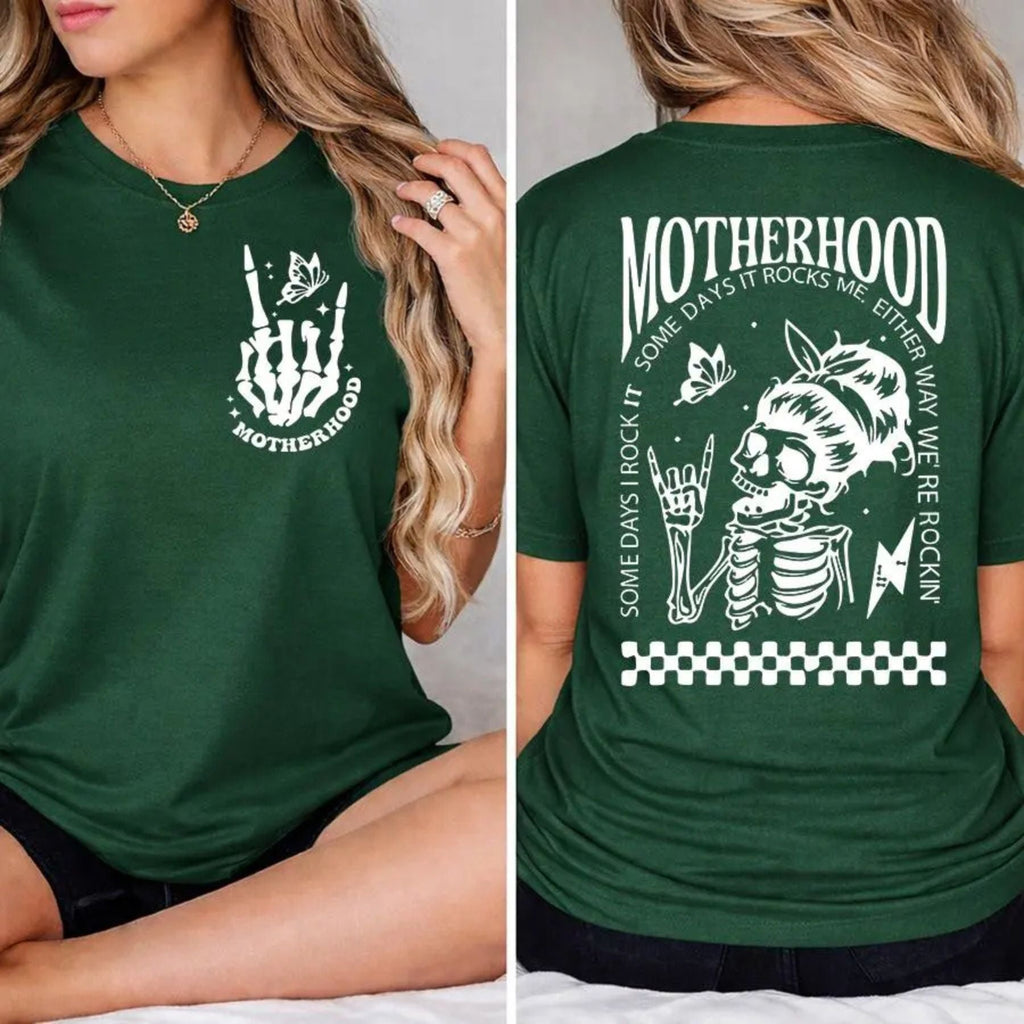 "Motherhood: Sometimes I Rock It" T-Shirt – Funny Relatable Mom Graphic Tee, Premium 100% Cotton Motherhood Life Top, Made in USA