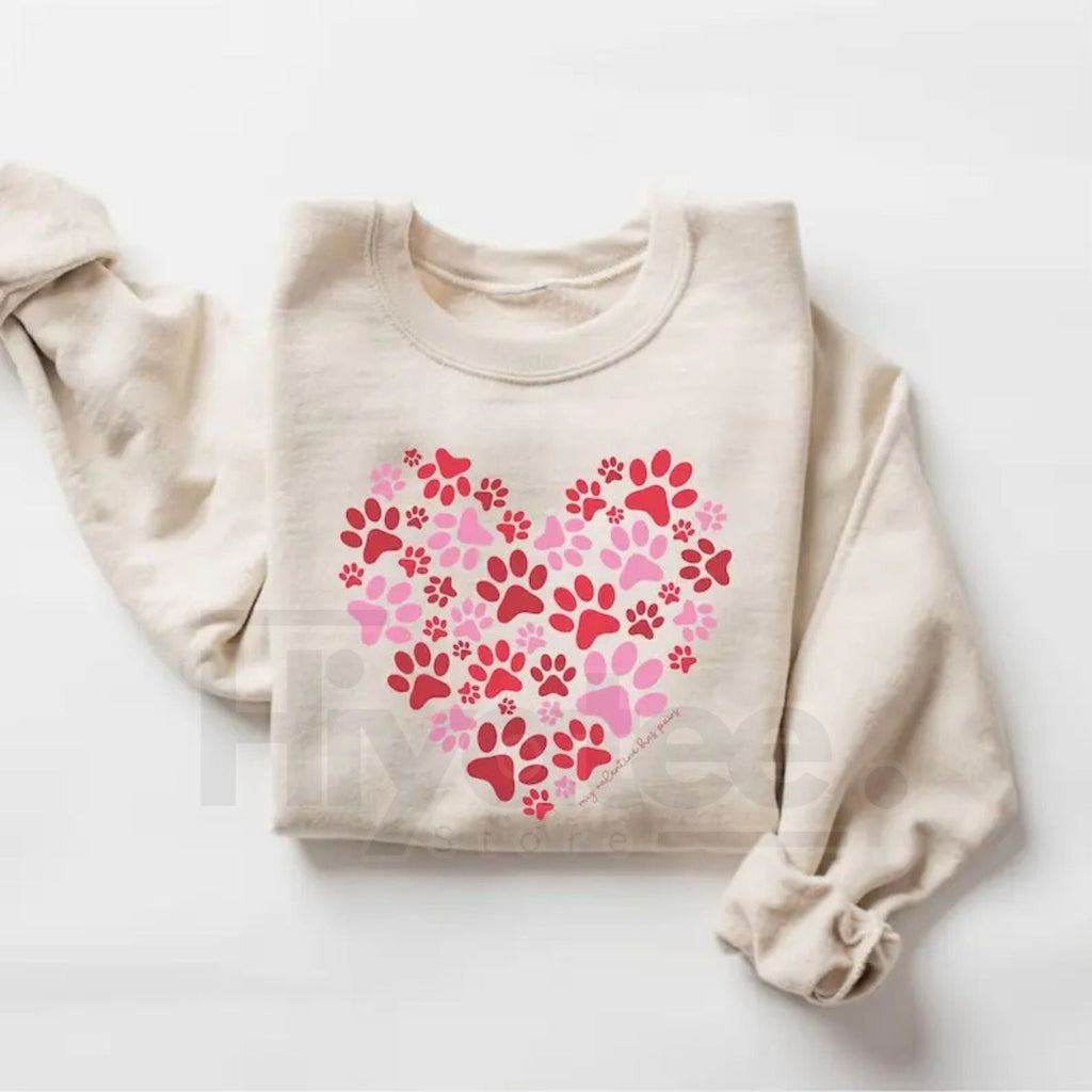 Paw Heart Valentines Sweatshirt: Dog Mom Heart Shirt & Dog Lover Gift