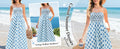 Gardenwed Women's Floral Print Maxi Dress Spaghetti Strap Blue Rhombic Size L