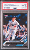 Graded 2024 Topps Now Yoshinobu Yamamoto #42 Fires Five Scoreless Frames to Secure 1st MLB Win Rookie RC Baseball Card PSA 10 Gem Mint