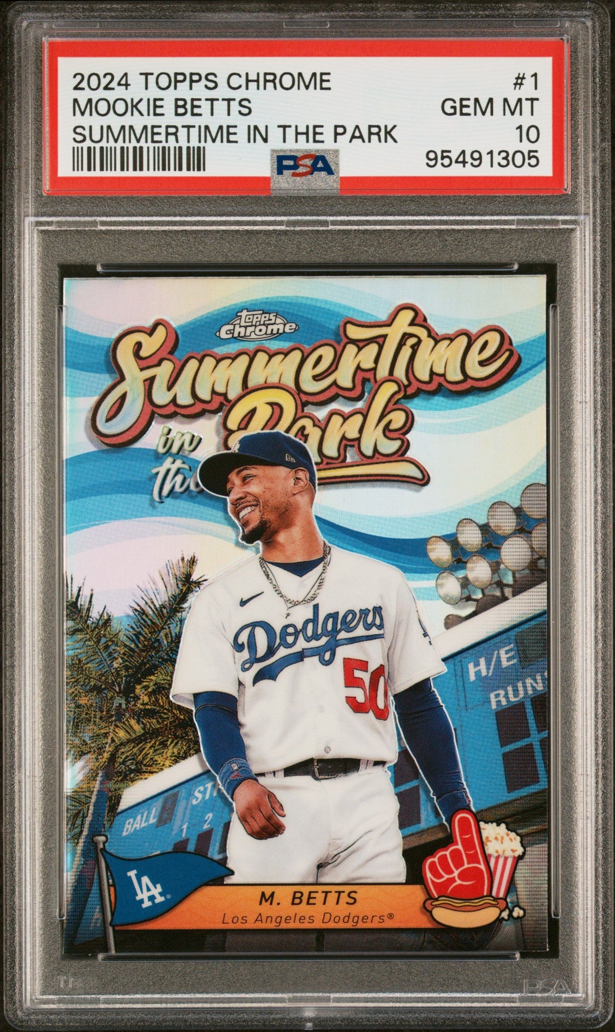 Graded 2024 Topps Chrome Mookie Betts #1 Summertime in the Park Baseball Card PSA 10 Gem Mint