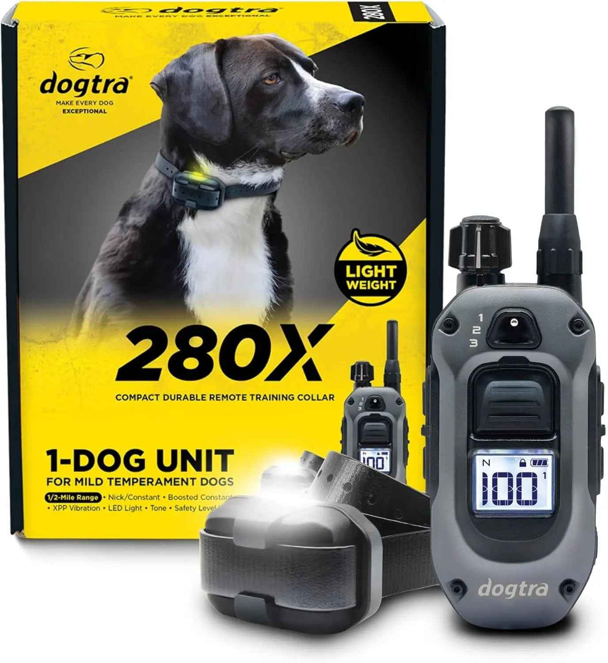 Dogtra 280X Training Collar – 1/2 Mile, Waterproof LED