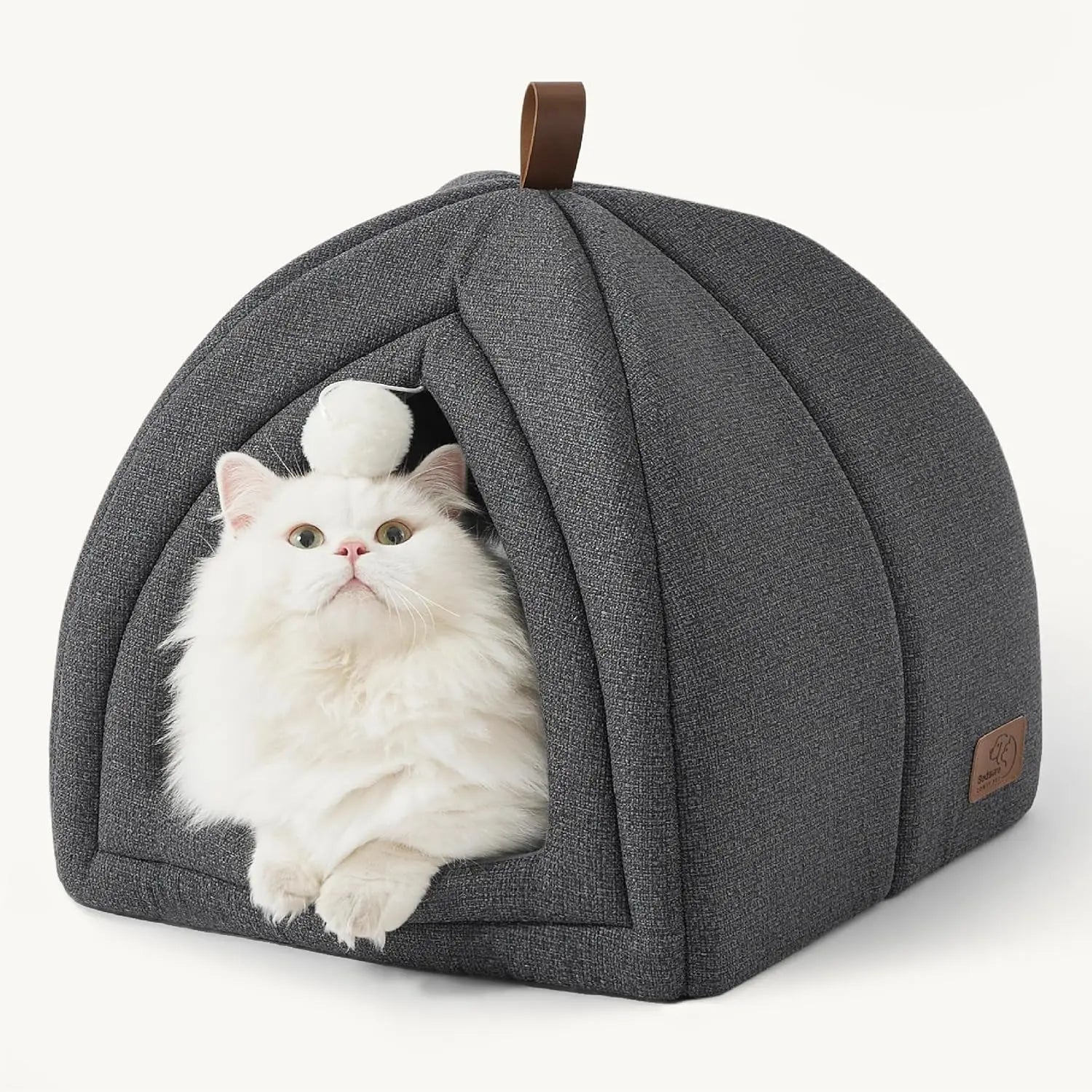 2-in-1 Cat Cave Bed – Foldable Indoor Tent with Washable Cushion