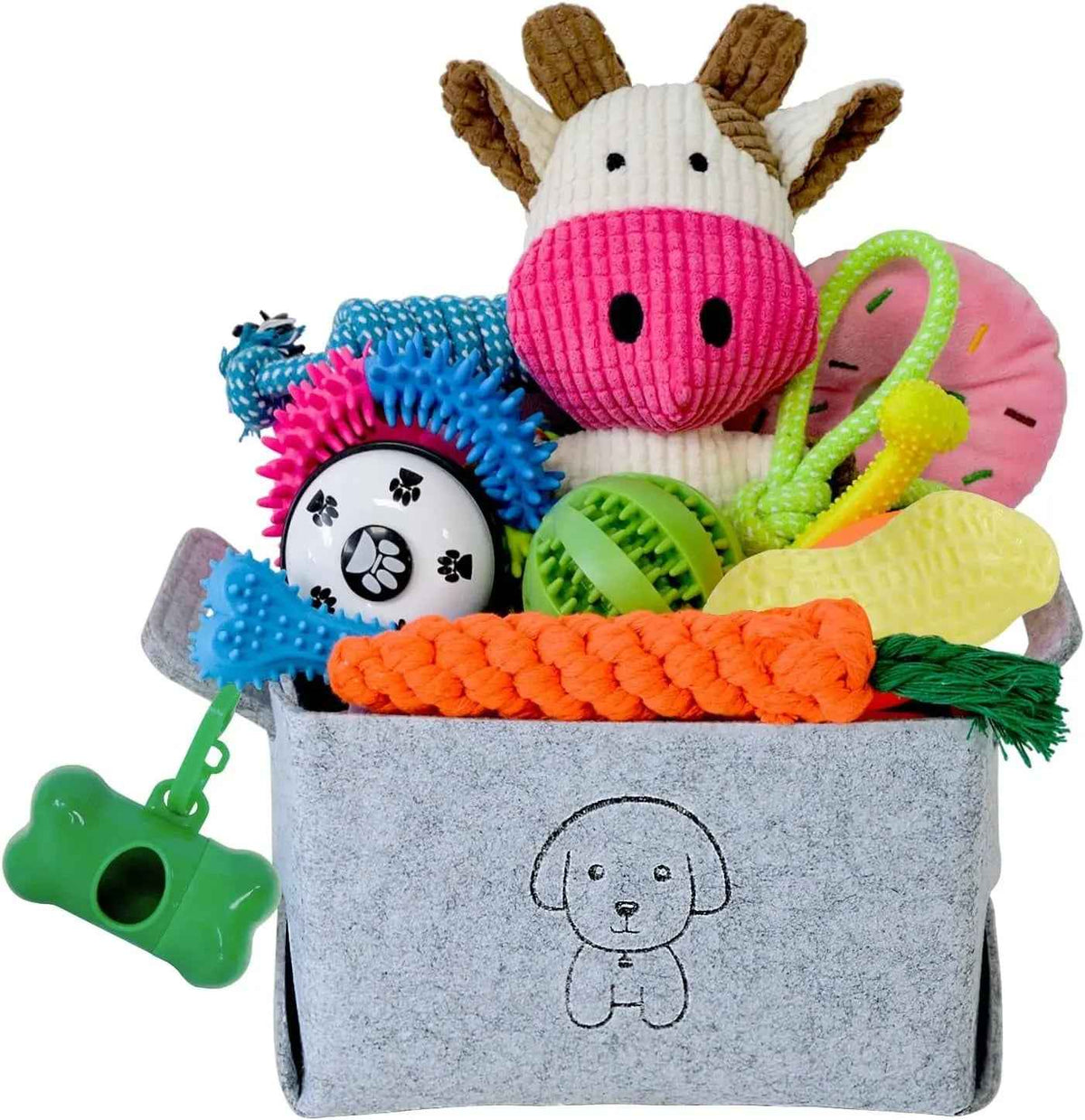 20-Piece Puppy Teething Chew Toy Set with Storage Basket
