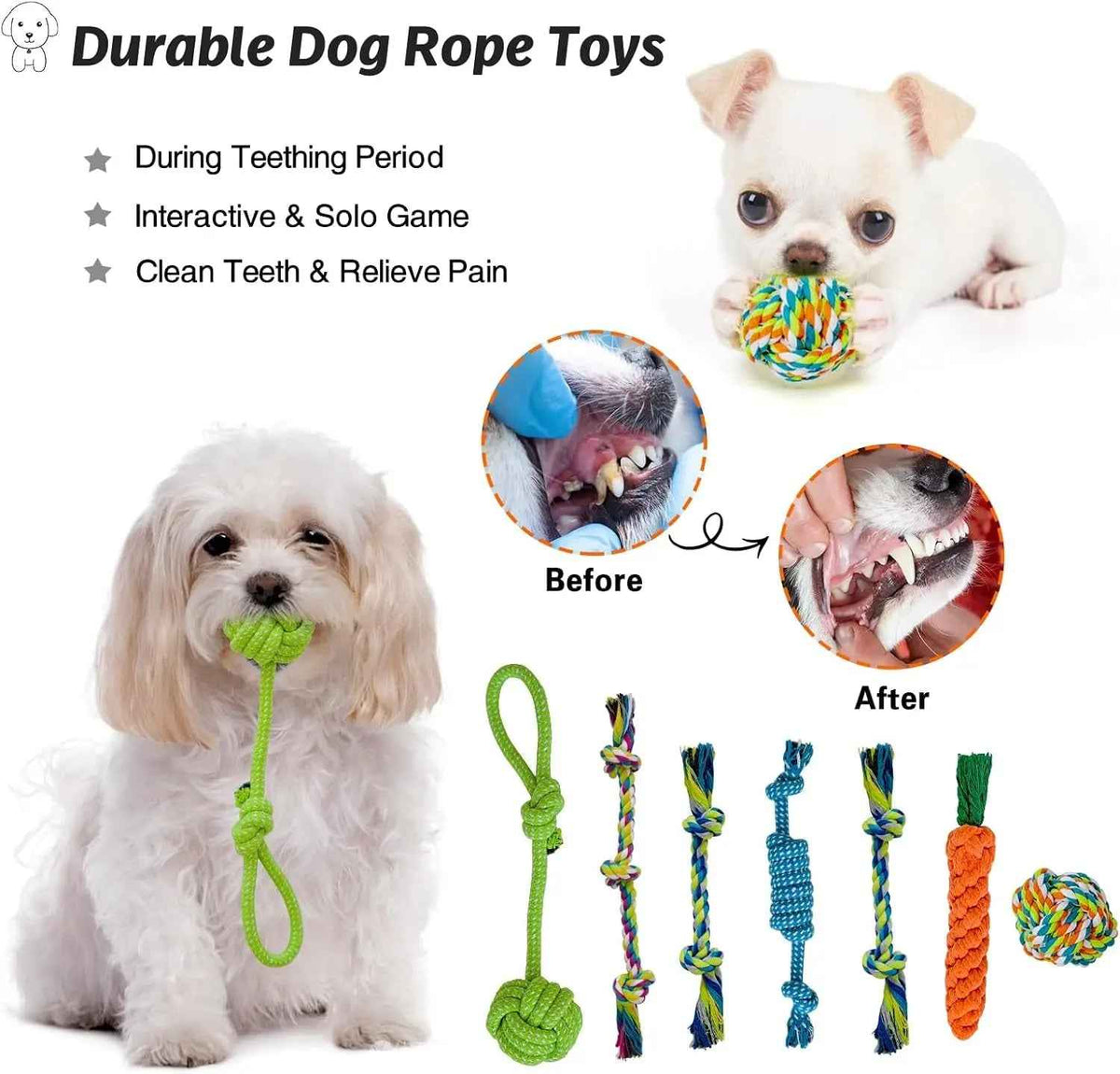 20-Piece Puppy Teething Chew Toy Set with Storage Basket