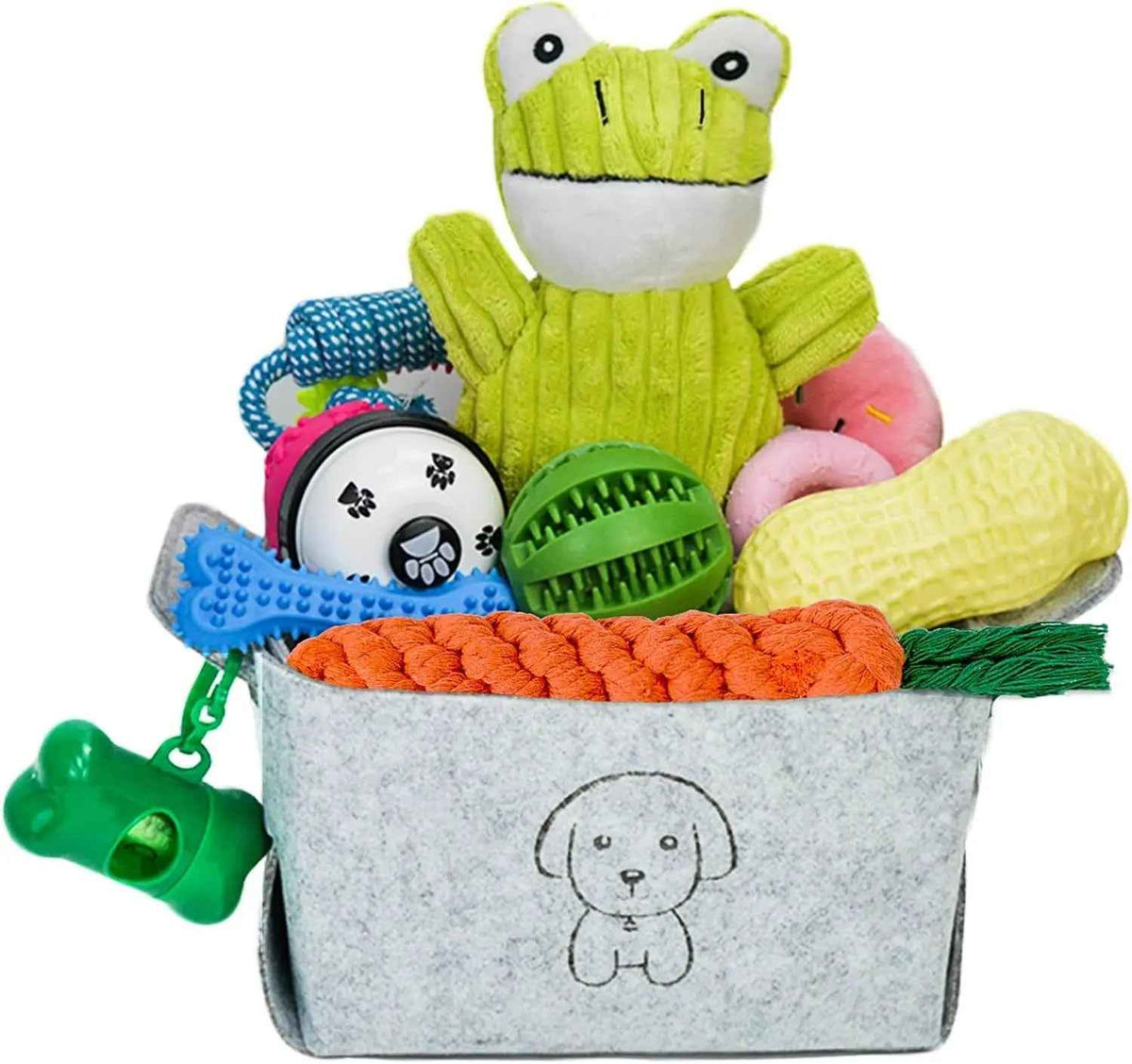 20-Piece Puppy Teething Chew Toy Set with Storage Basket