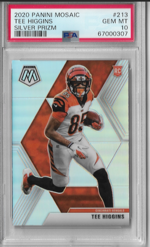 Graded 2020 Panini Mosaic Tee Higgins #213 Silver Prizm Rookie RC Football Card PSA 10 Gem Mint