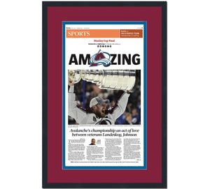 Framed Denver Post Colorado Avalanche 2022 Stanley Cup Champions 14x24 Hockey Newspaper Cover Photo Professionally Matted V2