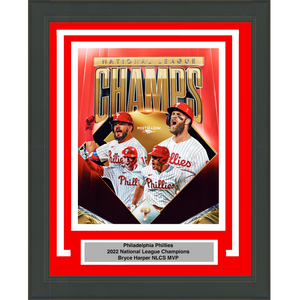 Framed Philadelphia Phillies 2022 NLCS National League Champions Bryce Harper MVP 8x10 Baseball Photo