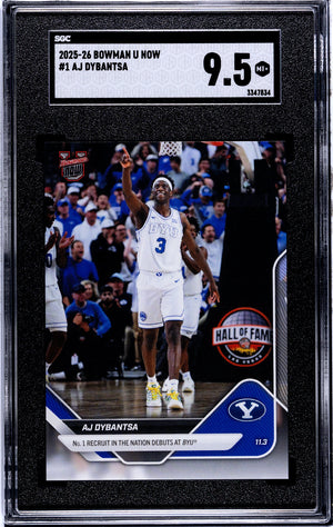 Graded 2025 Topps Bowman U Now AJ Dybantsa #1 Rookie RC Basketball Card SGC 9.5 Mint+