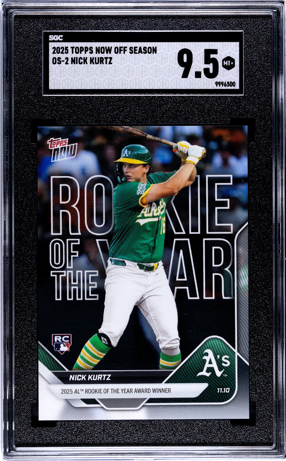 Graded 2025 Topps Now Nick Kurtz #OS2 Offseason Rookie RC Baseball Card SGC 9.5 Mint+