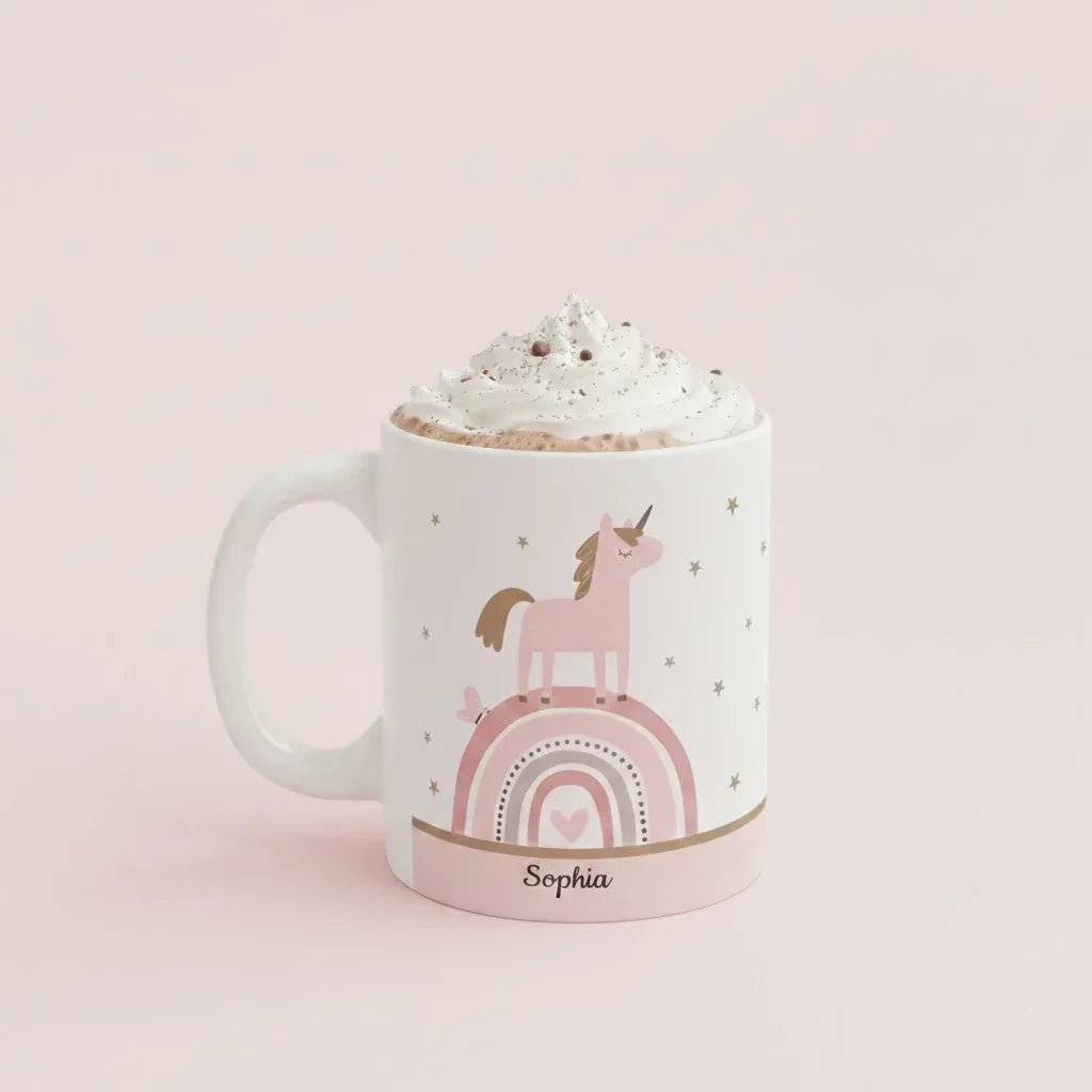 Pink Rainbow Mug | Sparkle Like a Unicorn | Personalized Name