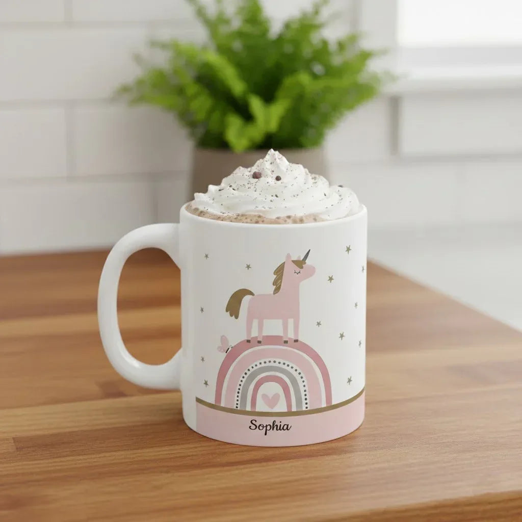 Pink Rainbow Mug | Sparkle Like a Unicorn | Personalized Name