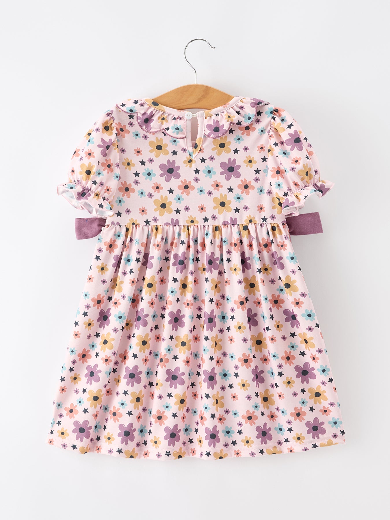 Halloween Thanksgiving Pumpkin Floral Bow Girls Dress