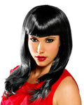So Fine Black Straight Shoulder Length Adult Costume Wig with Bangs