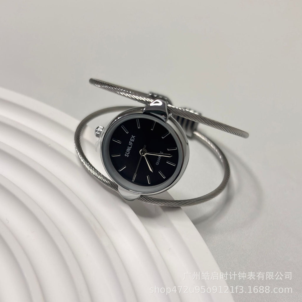 Womens Minimalist Open Bangle Watch