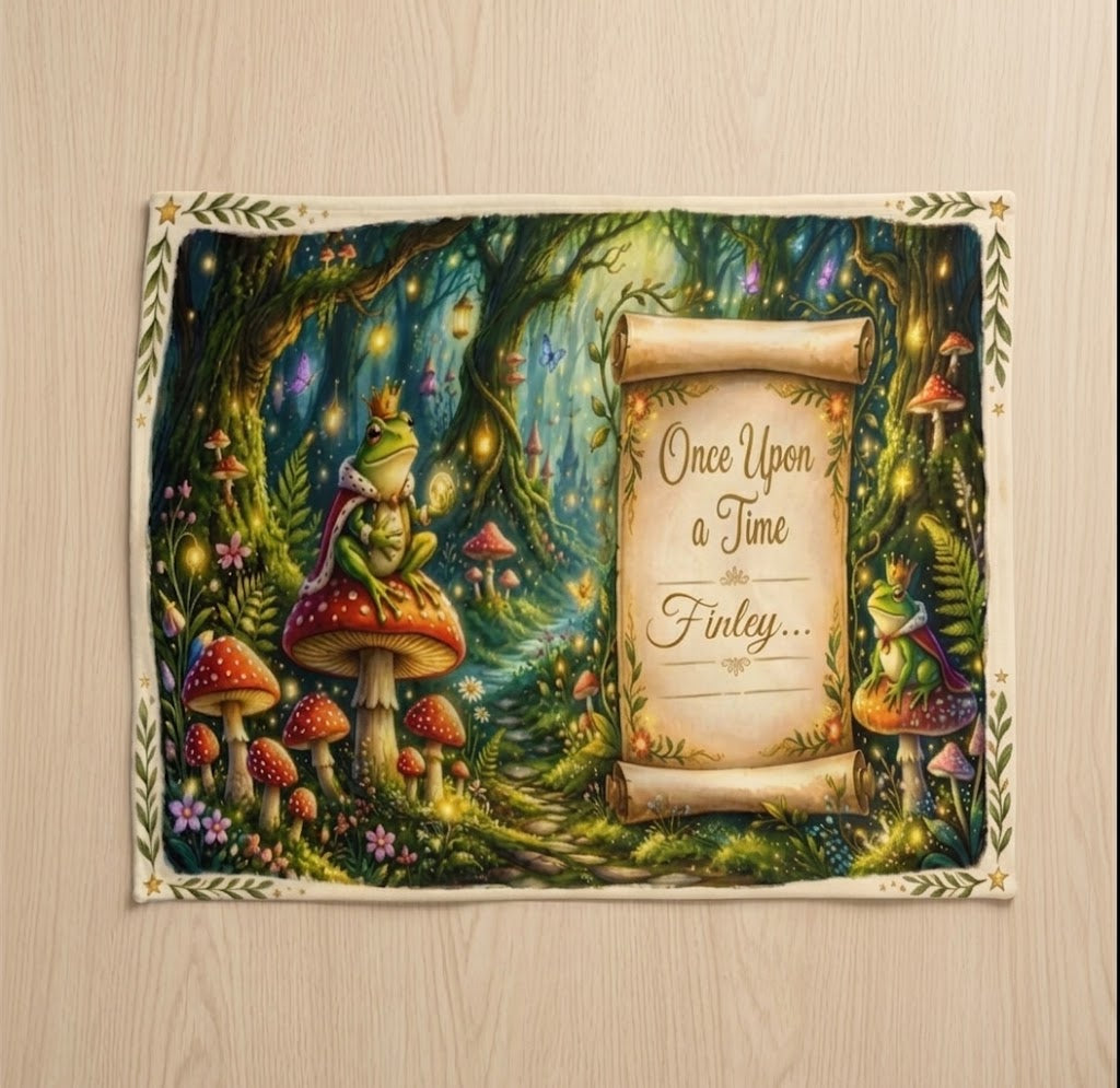 Personalized Enchanted Forest Throw Blanket | Once Upon a Time Custom Name | Magical Fairytale Gift