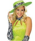 Sweet and Sour Lime Green with Zebra Print Pimpette Lady Pimp Costume Hat