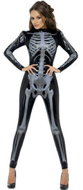 Fever Miss Whiplash Skeleton Catsuit Adult Costume Size Medium
