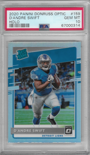 Graded 2020 Panini Donruss Optic D'Andre Swift #159 Holo Rookie RC Football Card PSA 10 Gem Mint