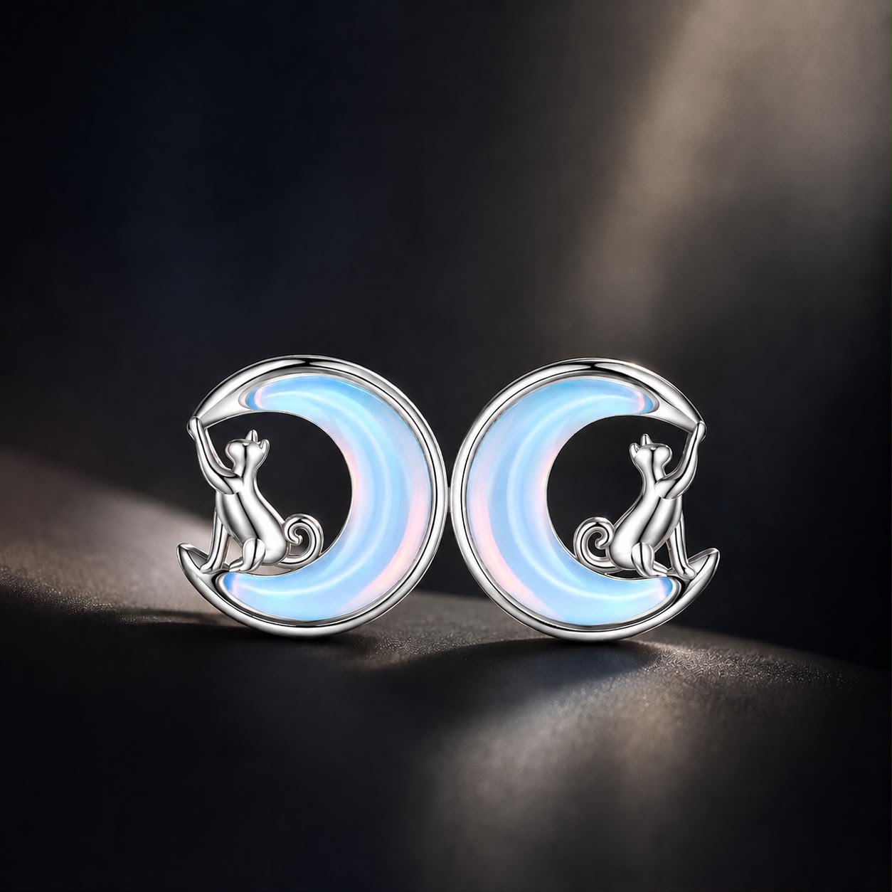 925 Sterling Silver Earrings with Transparent Glass, 13mm x 12mm for Women