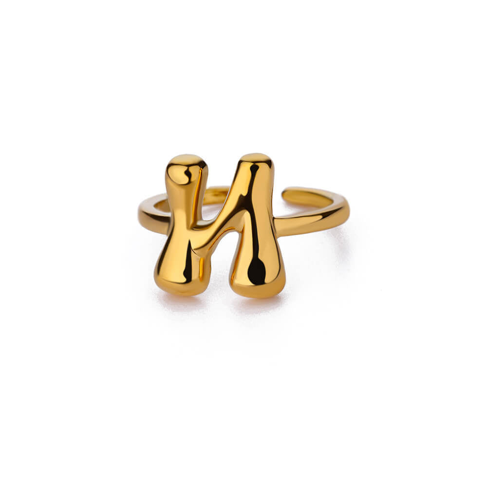 Cute Bubble Letters Ring Gold 18K Gold Plated Ring
