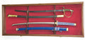 2 Sword Display Case Cabinet Stand Holder Wall Rack Box - Walnut Lockable w/ 98% UV Protection
