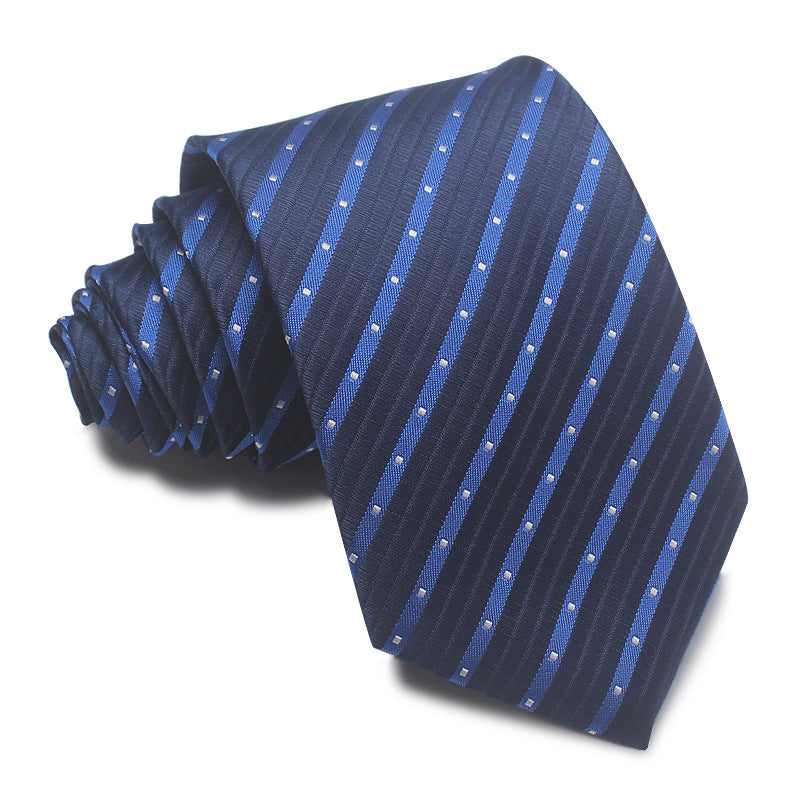 8CM Polyester Jacquard Striped Tie Men's Business Formal Red Black Blue