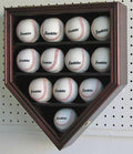 Flag Connections 12 Baseball Display Case Holder Cabinet-UV Protection and Lock -MAHOGANY Finish
