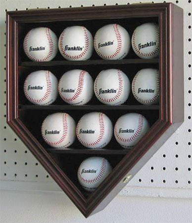 Flag Connections 12 Baseball Display Case Holder Cabinet-UV Protection and Lock -MAHOGANY Finish