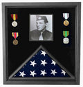Flag Connections Military Photo Flag and Medal Display Case, 3 X 5 or 4' x 6' or 5' x 8'  or 5' X 9.5' Flag