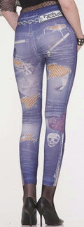 Punk Rock 80s 90s Retro Graphic Jean Leggings Jeggings XS/S (2-6)