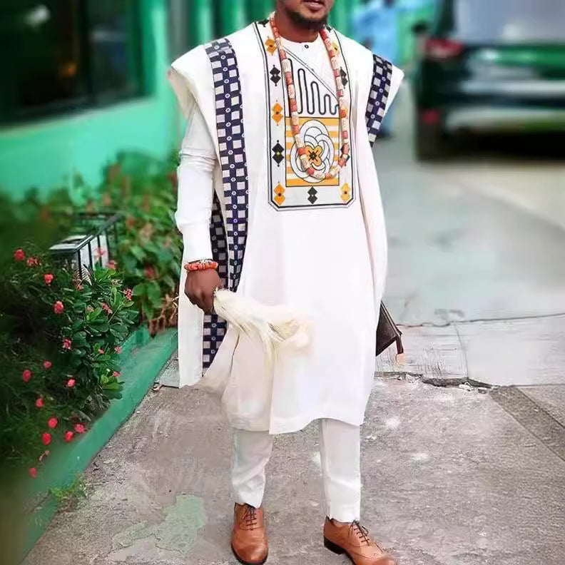 African Ethnic Print Casual Men's Three-piece Suit
