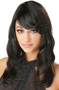 Black Lush Layers Glamorous Wig with Side Swept Bangs