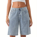 Womens Light Blue Denim Knee-Length Shorts