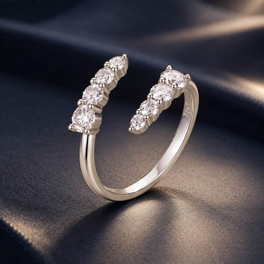 925 Sterling Silver Moissanite Ring for Women - Size E - Plated White Gold