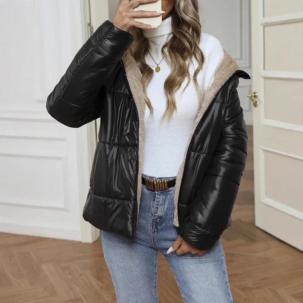 Women's Lamb Wool Long Cotton-padded Clothes Short Coat