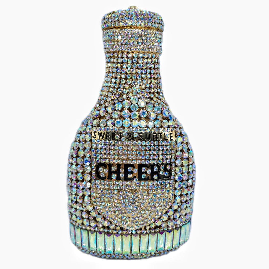 Champagne Bottle Rhinestone Evening Clutch Women's Bag