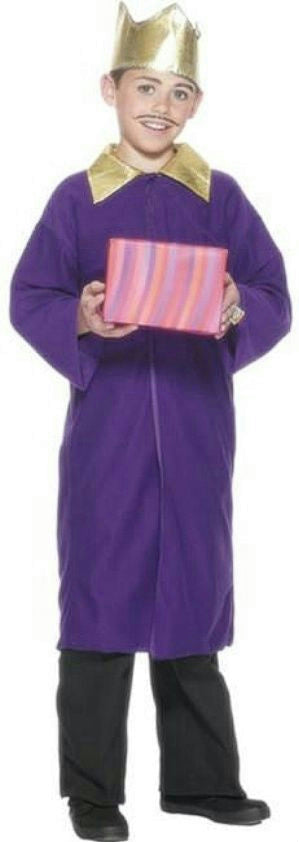 Smiffy's Purple Nativity King Wiseman Child Christmas Costume Cape Crown Medium